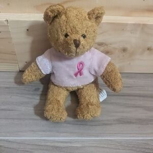 Avon breast cancer teddy bear beanie baby w/pink shirt collectible